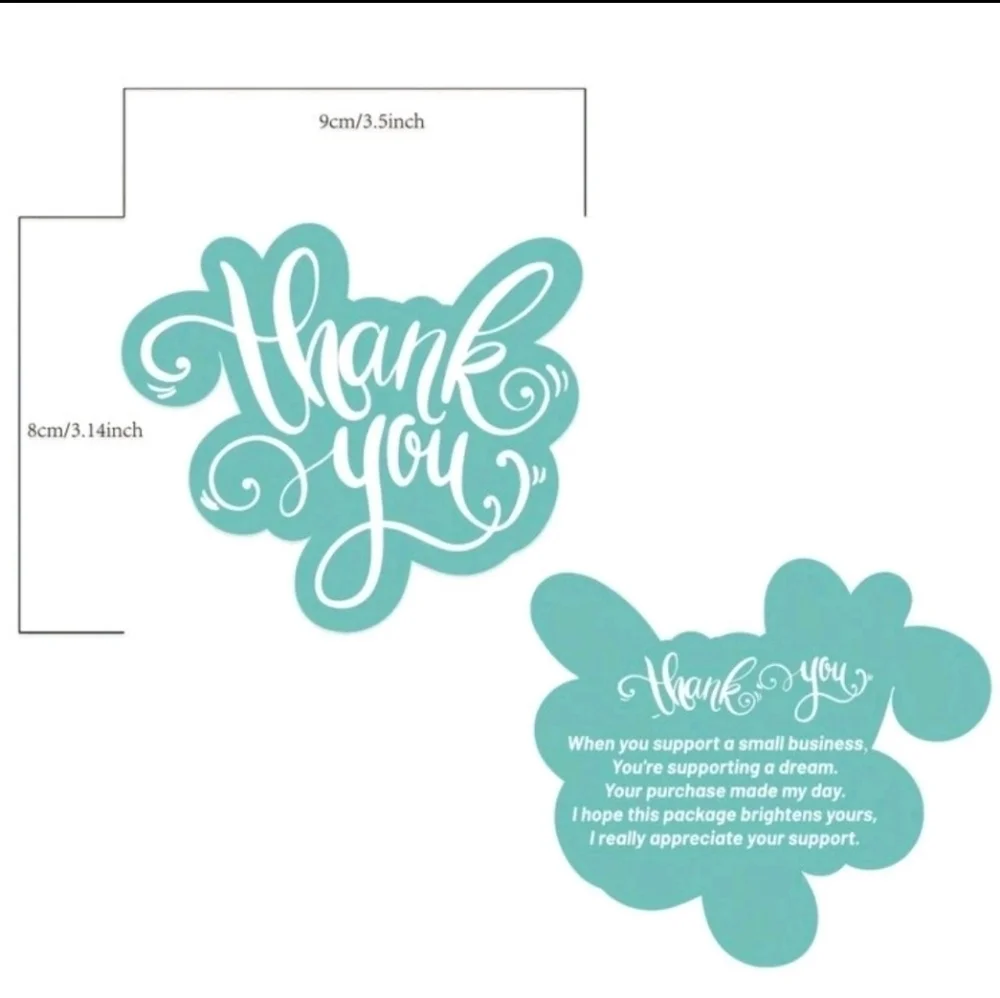 🩵▪️ 50 pack green thank you double sided cards for shipping ✨️🩵